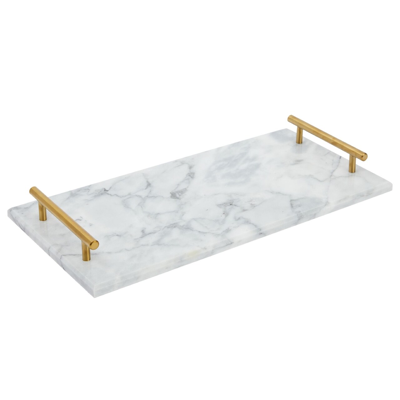 Juvale Marble Serving Tray - 15 x 7.5-Inch, Rectangular, Modern, Gold & White - Coffee Table Tray with Gold Handles & Marble Decor
